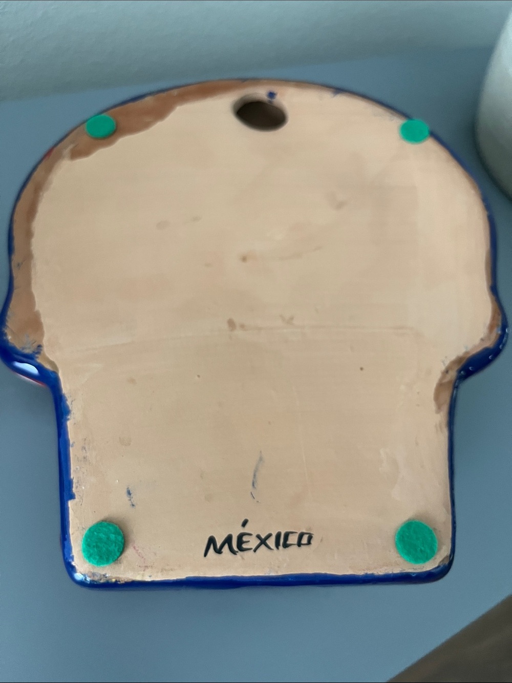 Hand-Painted Ceramic Sugar Skull in Blue & Red - Picture 3 of 4